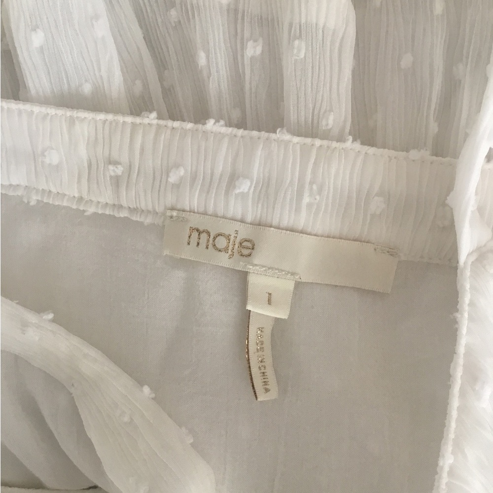 MAJE Rustivan Ruffle Dress In White Size 1 - Picture 6 of 13